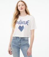 Believe Boxy Cropped Graphic Tee
