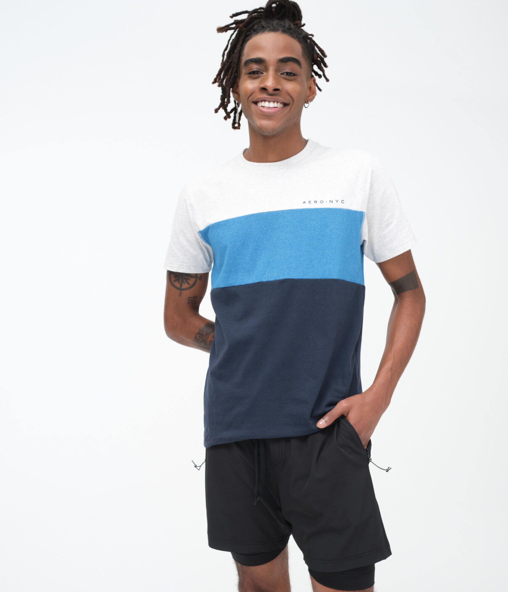 Aero NYC Colorblocked Stretch Graphic Tee