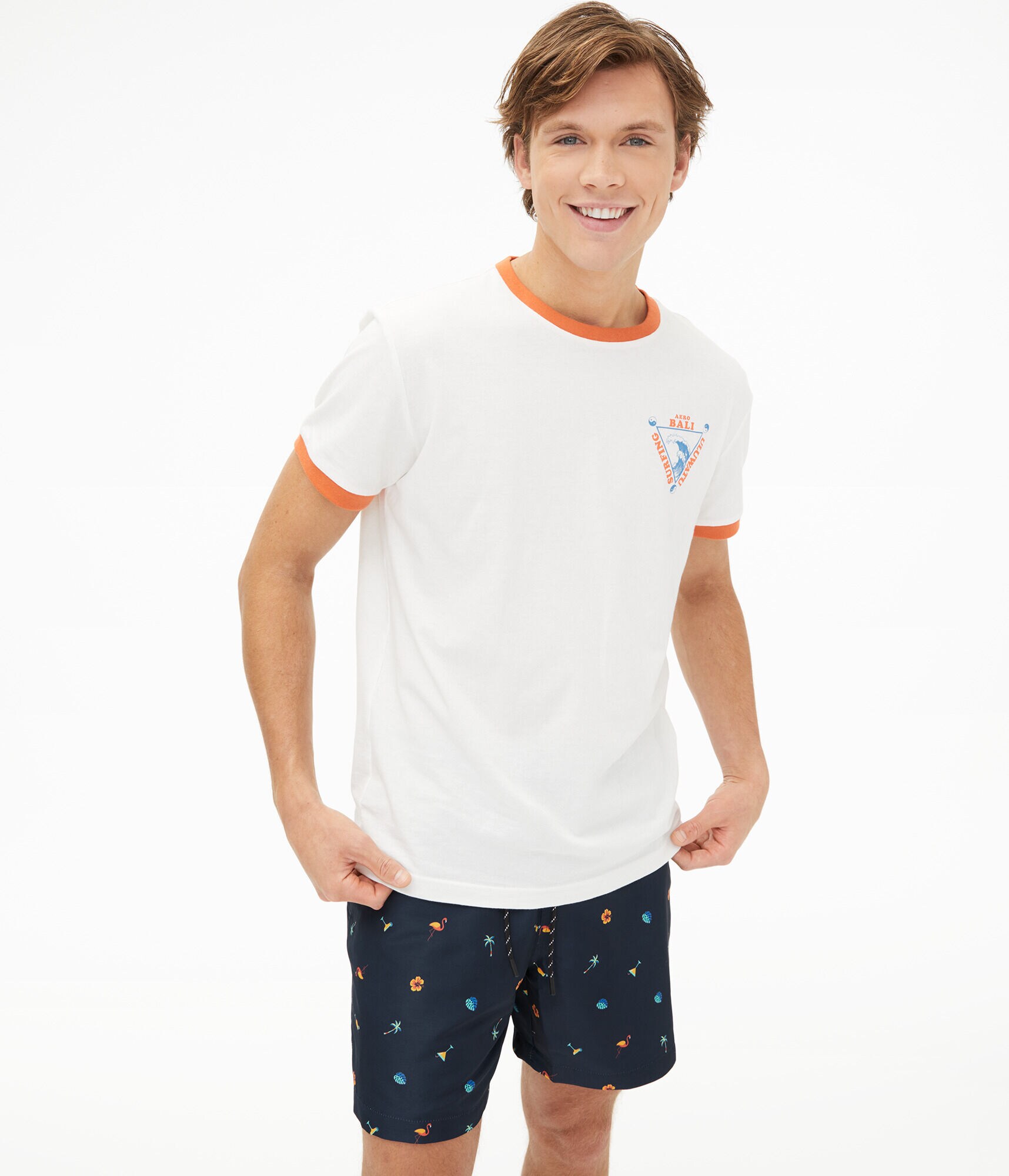 Bali Surfing Graphic Ringer Tee