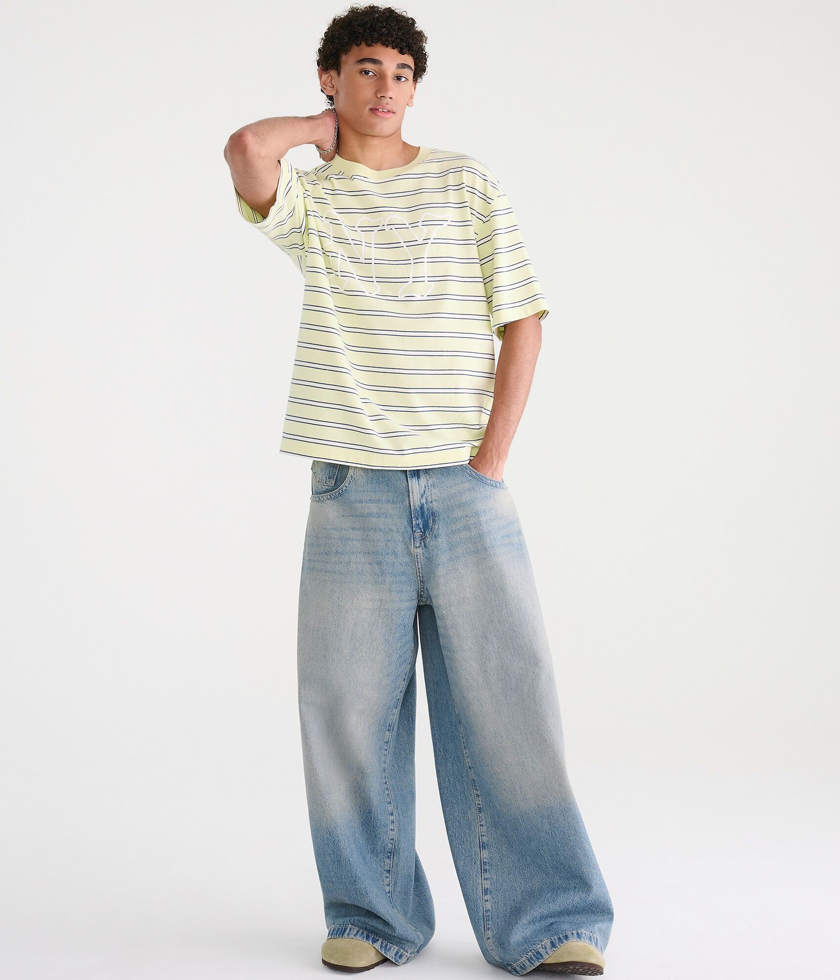 NY Striped Boxy Graphic Tee