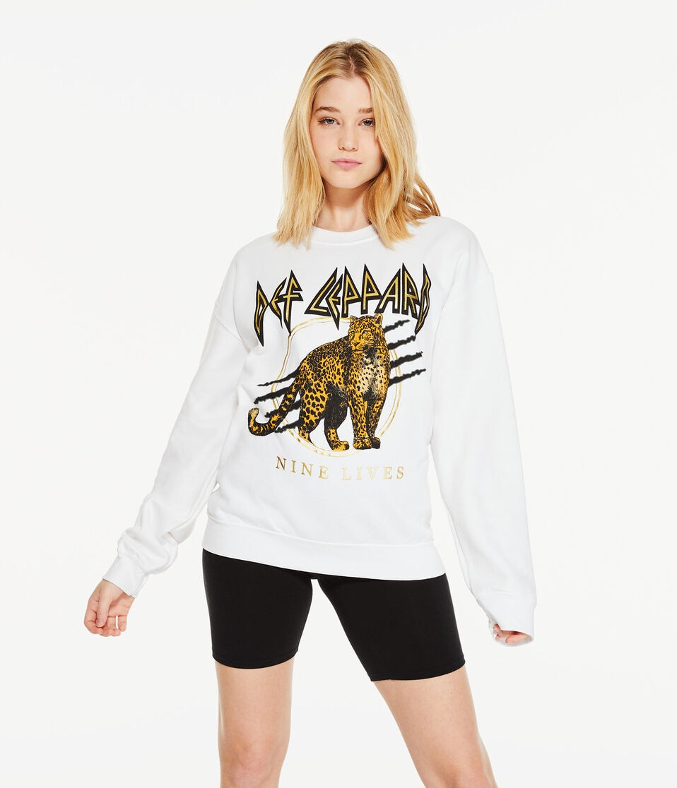 Def Leppard Nine Lives Oversized Crew Sweatshirt