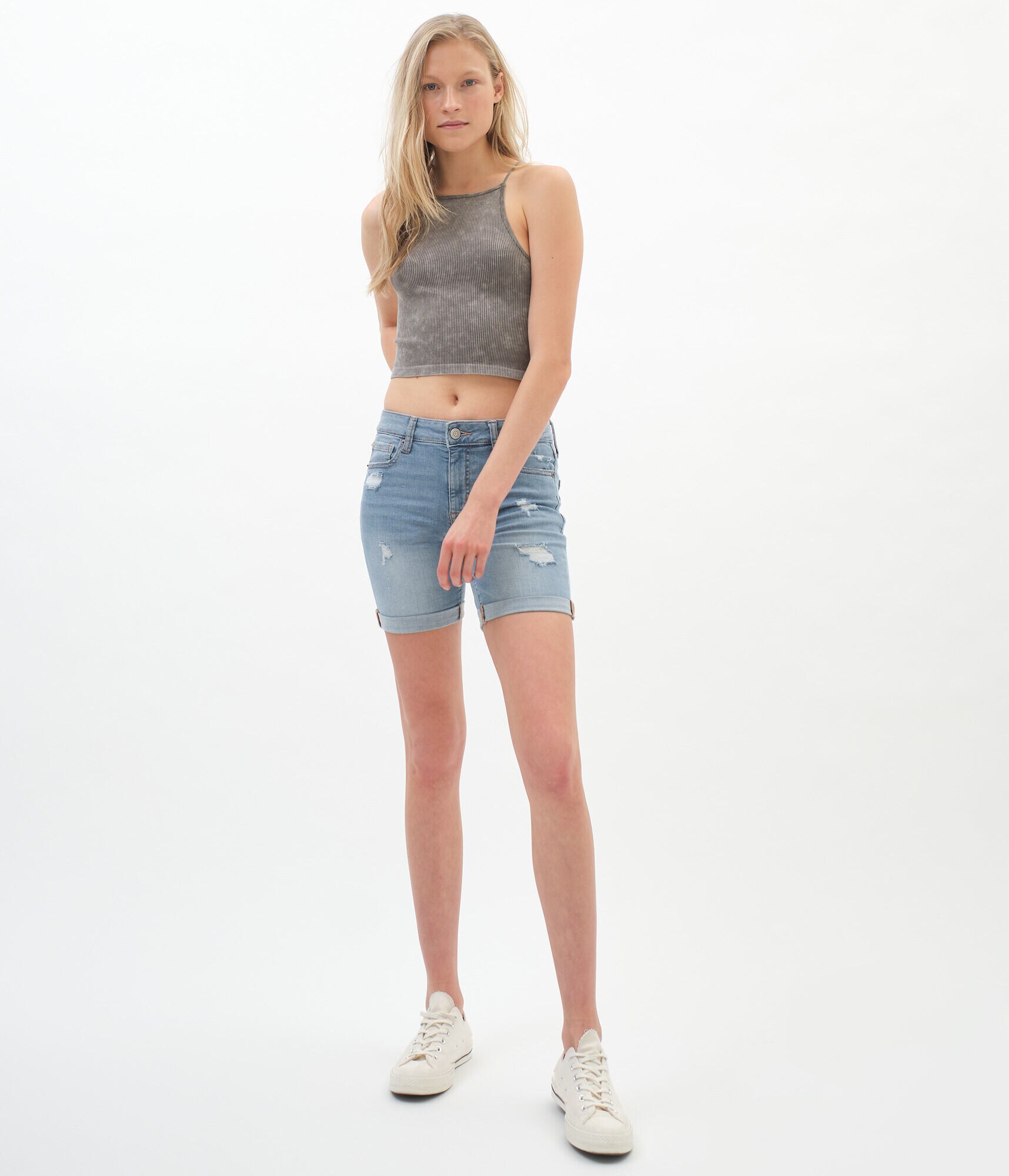Premium Seriously Stretchy Mid-Rise Denim Bermuda Shorts***