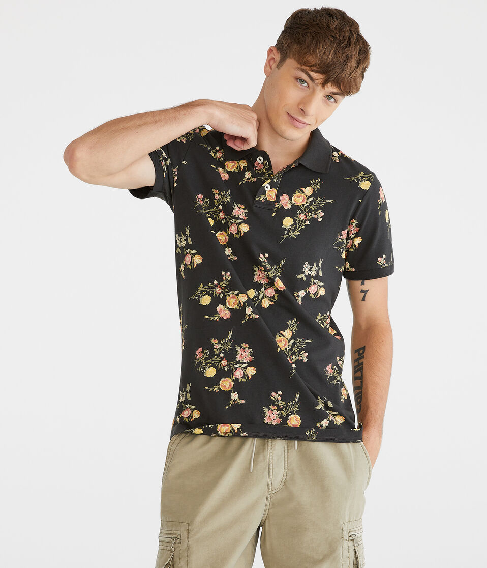 Roses Print Jersey Polo