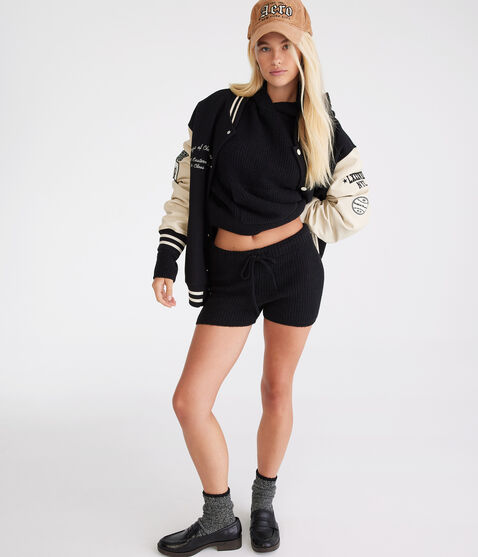 High-Rise Waffle Sweater Shorts High-Rise Waffle Sweater Shorts