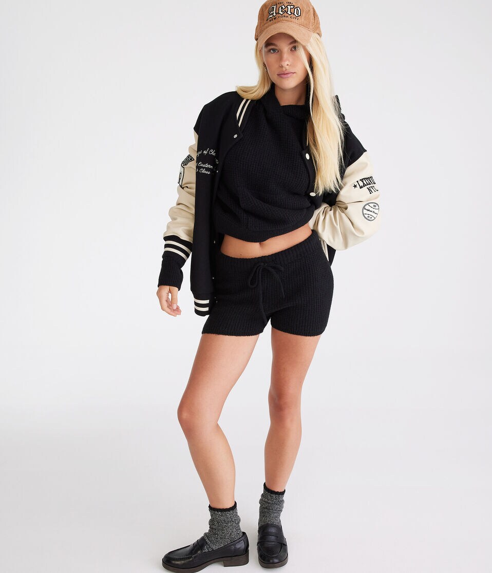 High-Rise Waffle Sweater Shorts