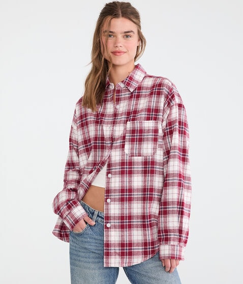 Long Sleeve Relaxed Plaid Shirt Long Sleeve Relaxed Plaid Shirt