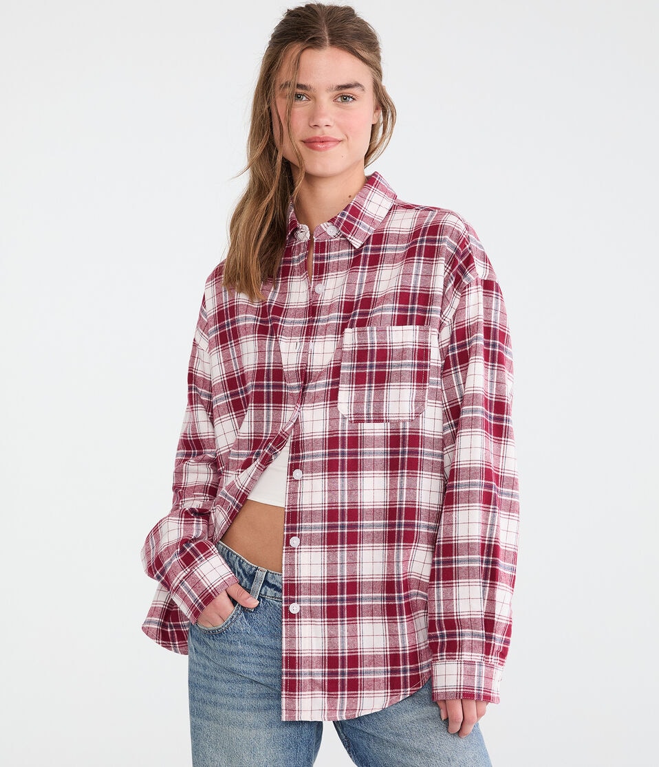 Long Sleeve Relaxed Plaid Shirt