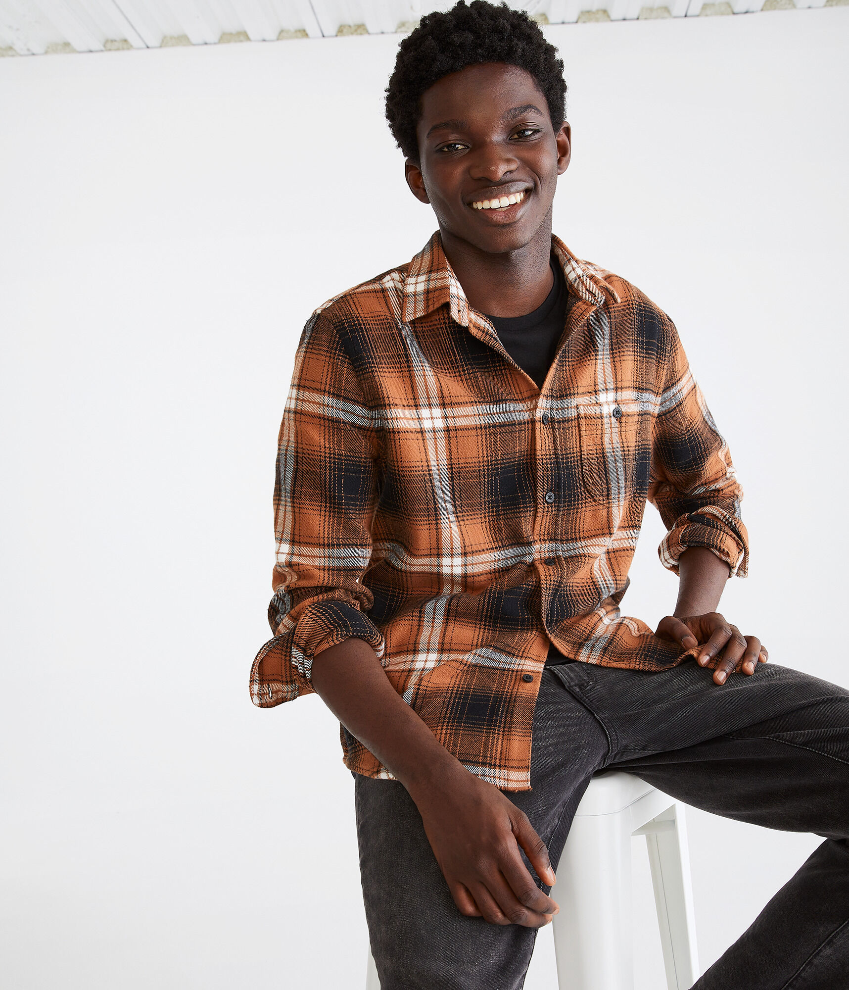 Long Sleeve Heavy Plaid Flannel Shirt