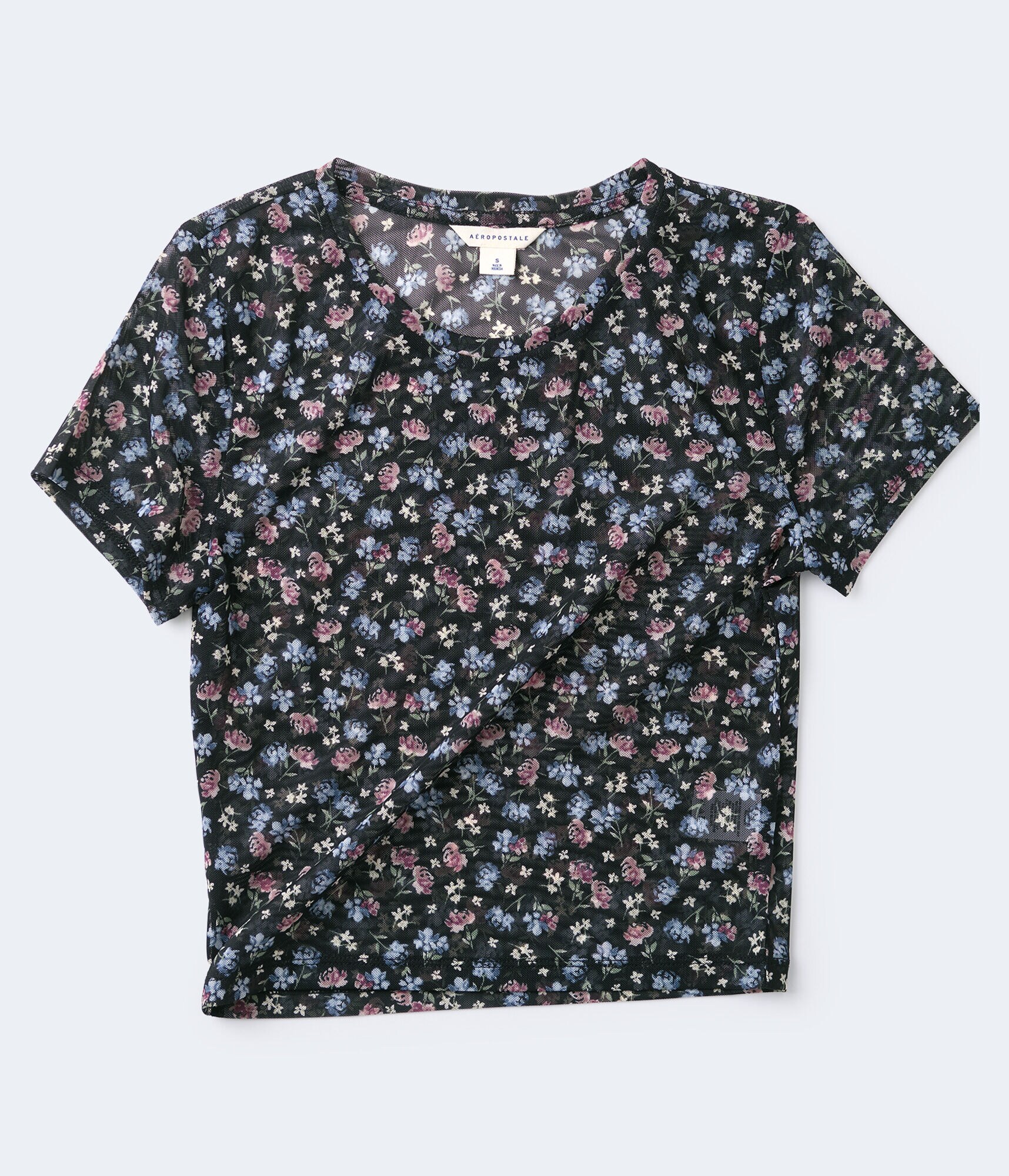 Floral Mesh Shrunken Tee