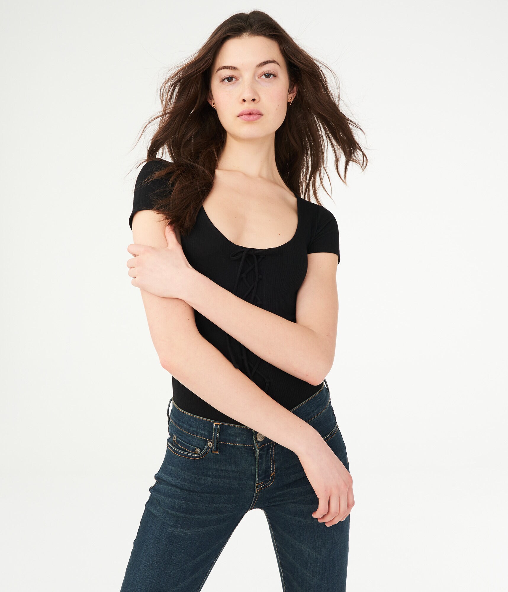 Seriously Soft Lace-Up Bodycon Top