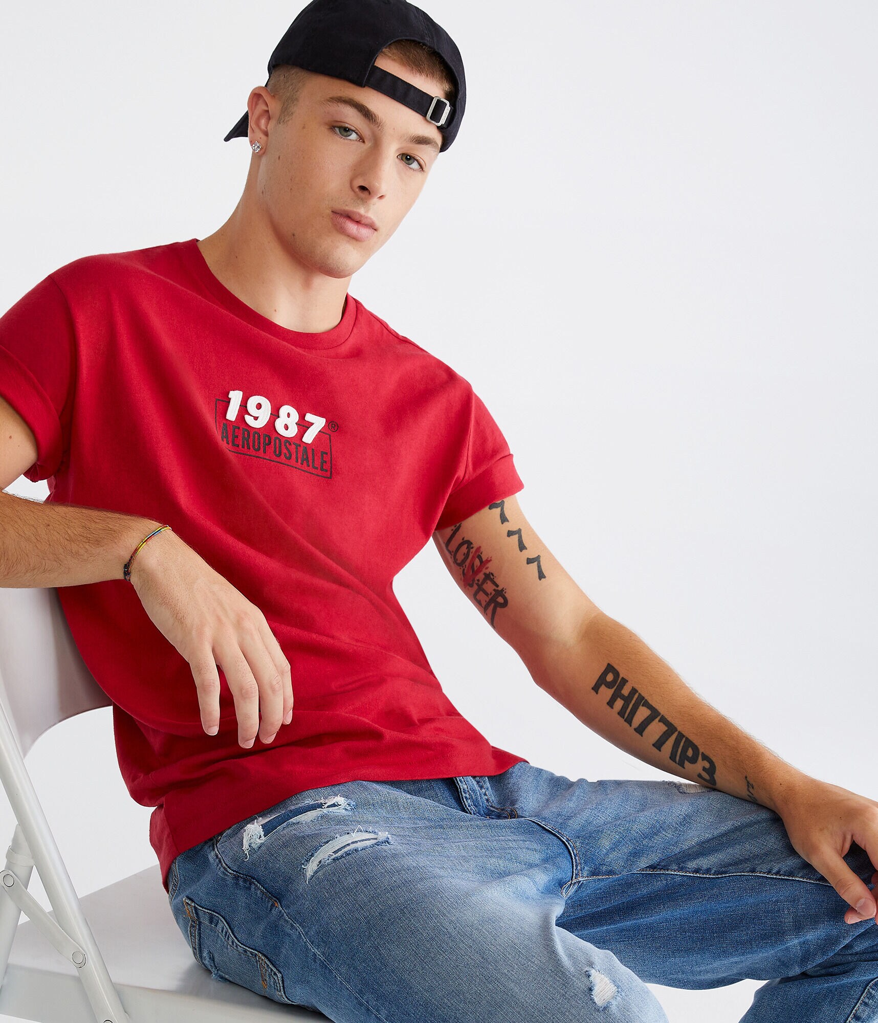 Aeropostale 1987 Box Logo Appliqu&eacute; Graphic Tee