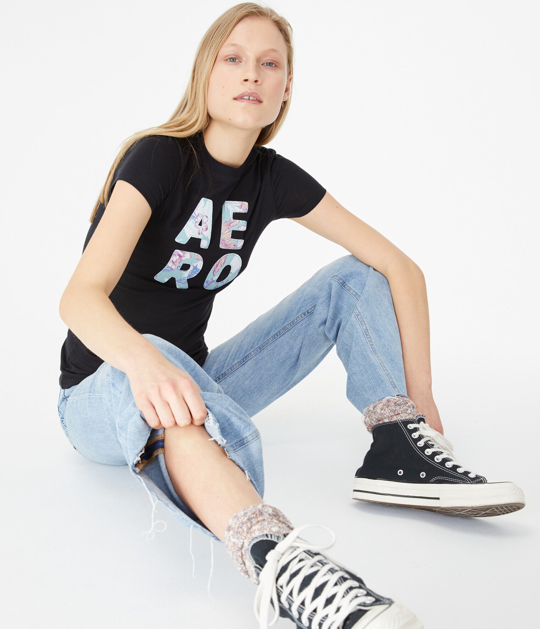 Floral Aero Appliqu&eacute; Graphic Tee