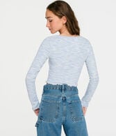 Long Sleeve Space-Dye Cropped Shrunken Tee