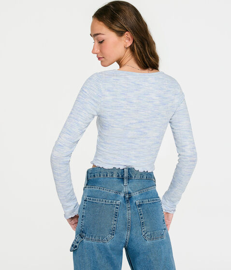 Long Sleeve Space-Dye Cropped Shrunken Tee Long Sleeve Space-Dye Cropped Shrunken Tee