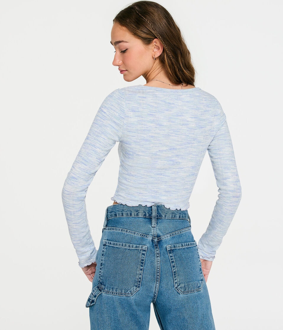 Long Sleeve Space-Dye Cropped Shrunken Tee