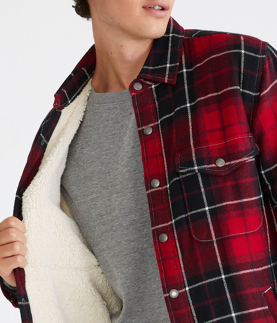 Plaid Flannel Sherpa-Lined Shacket