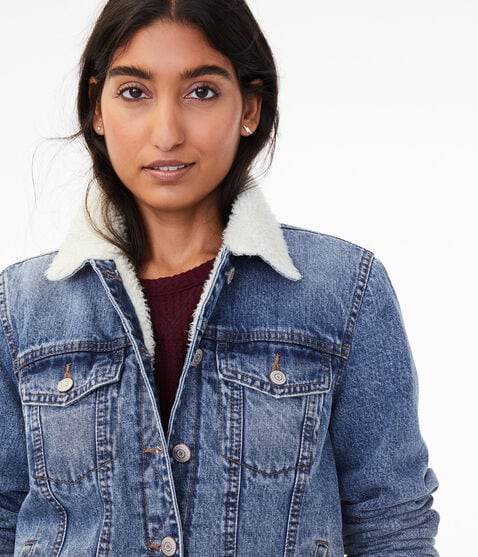 Sherpa-Lined Denim Jacket