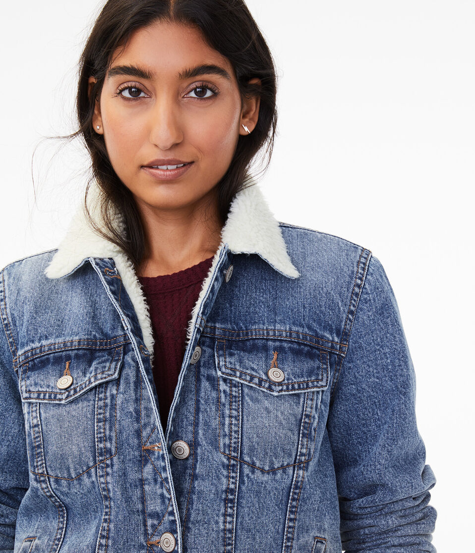 Sherpa-Lined Denim Jacket