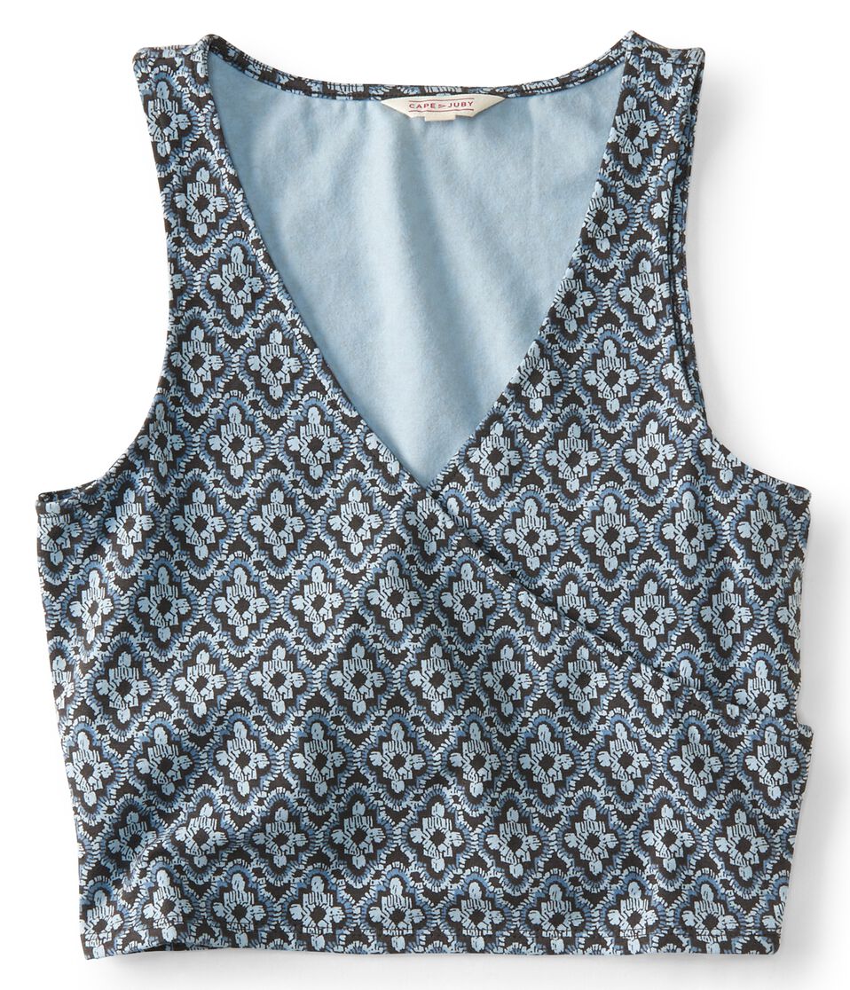 Cape Juby Geo Cropped Bodycon Wrap Tank