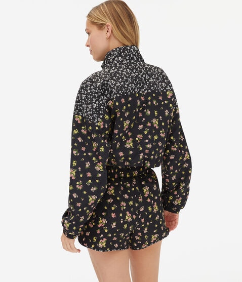 Floral Cropped Windbreaker Jacket Floral Cropped Windbreaker Jacket