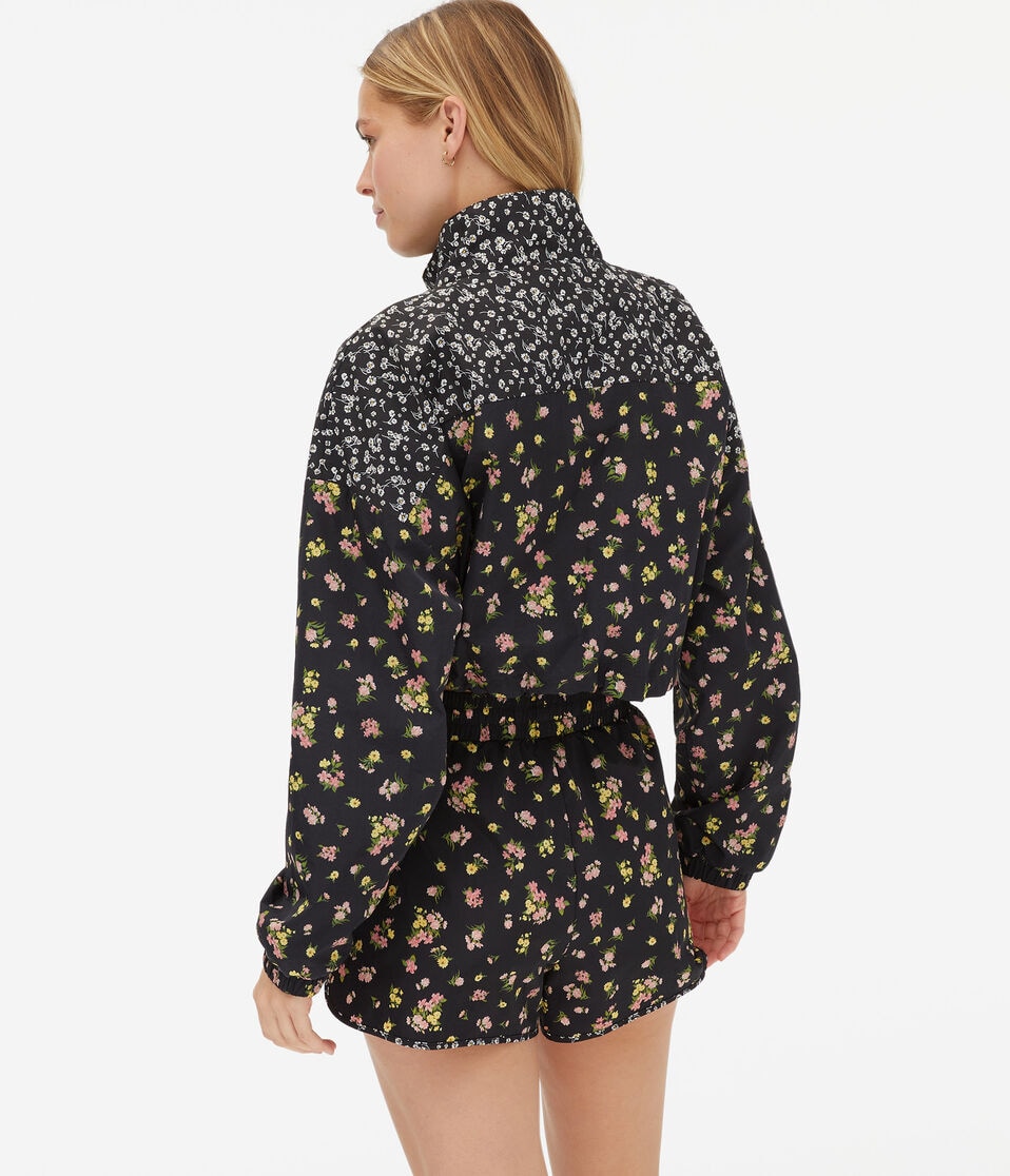 Floral Cropped Windbreaker Jacket