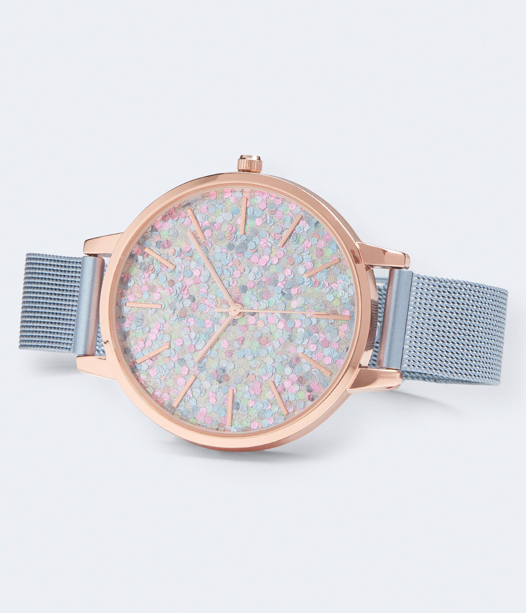 Mesh Round Confetti Analog Watch