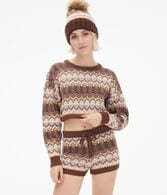 Fair Isle Cropped Sleep Crew Sweater