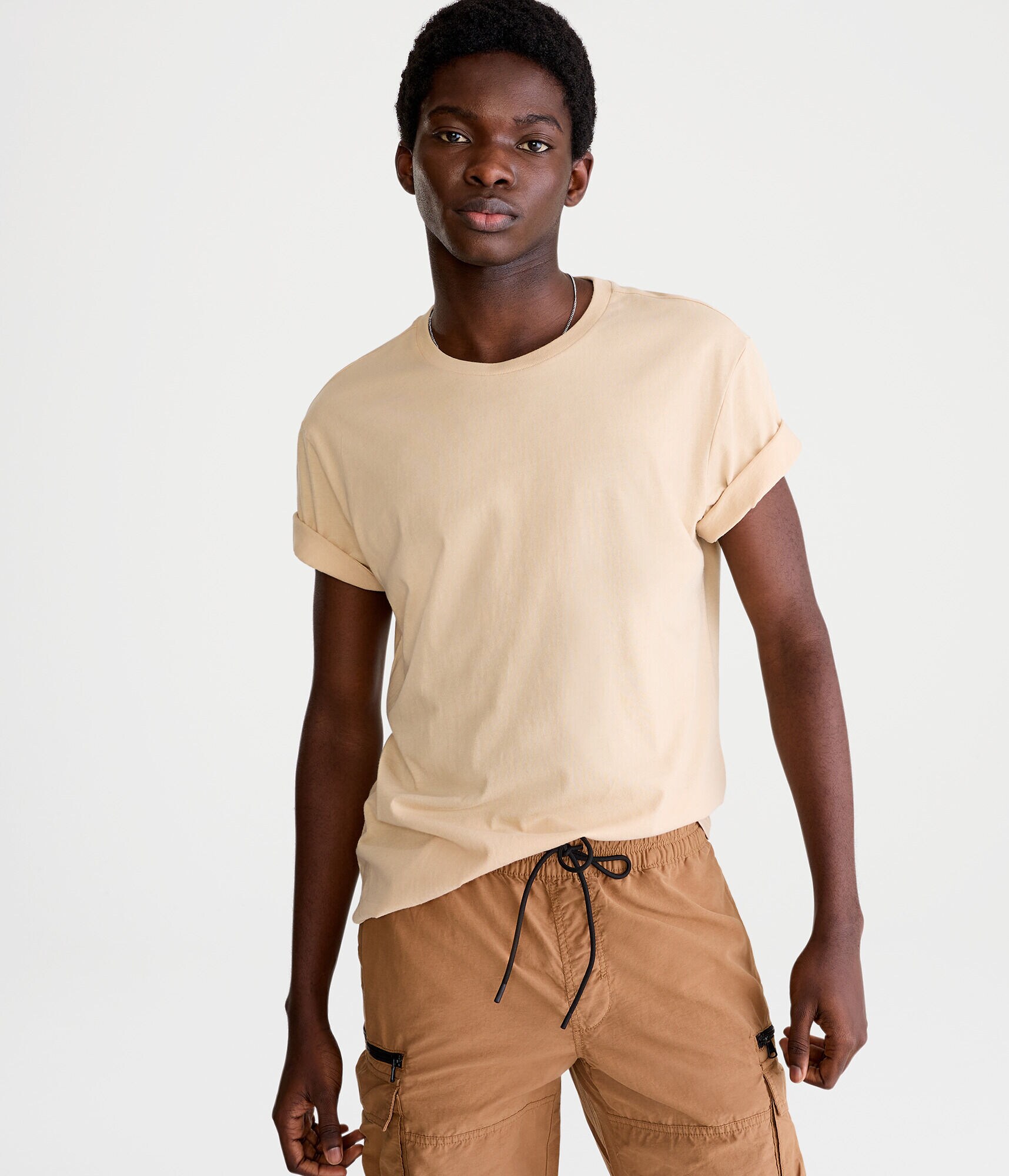 Solid Curved Hem Crew Tee