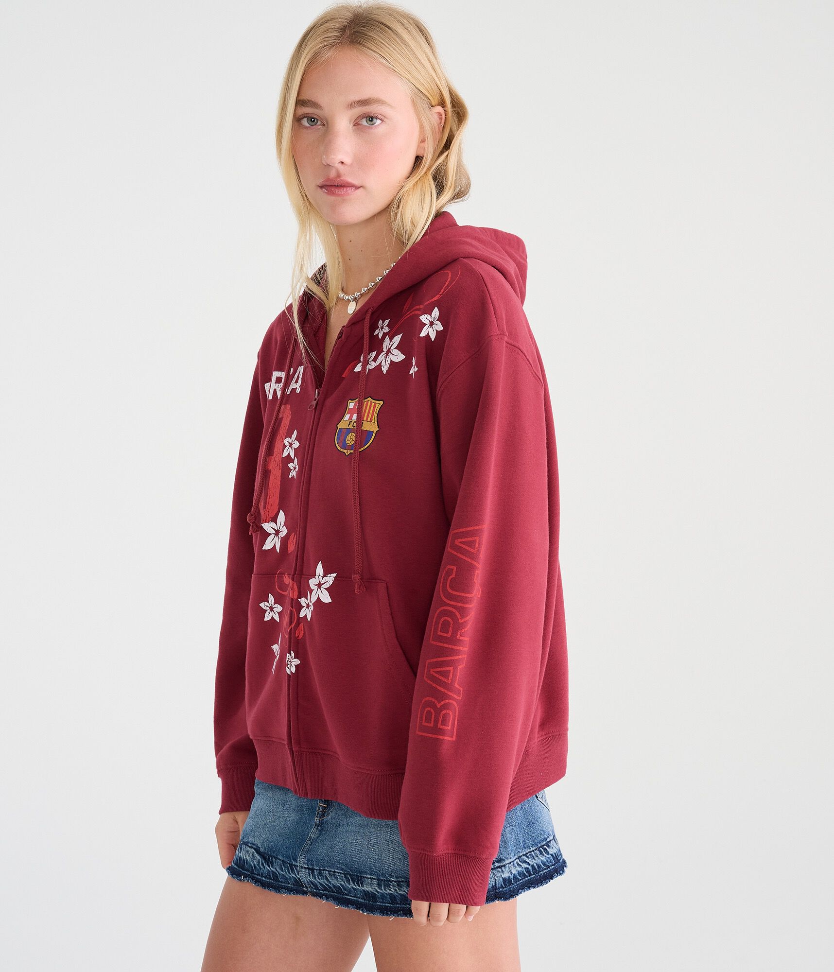 FC Barcelona Floral Full-Zip Hoodie