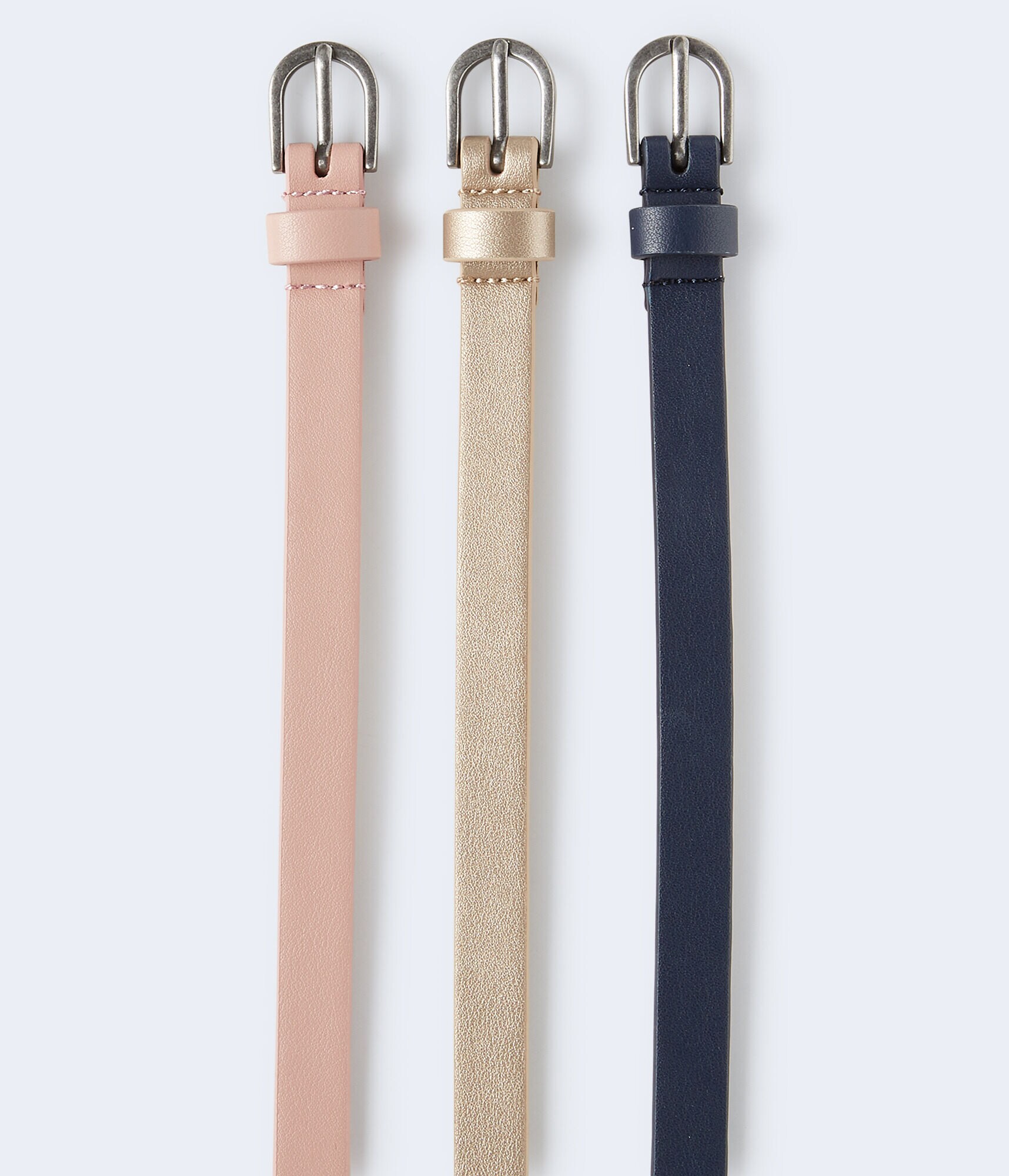 Blush Faux Leather Skinny Belt 3-Pack