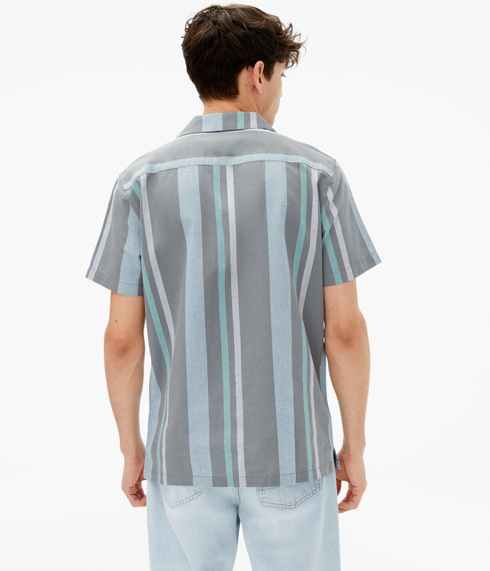 Vertical Stripe Button-Down Resort Shirt