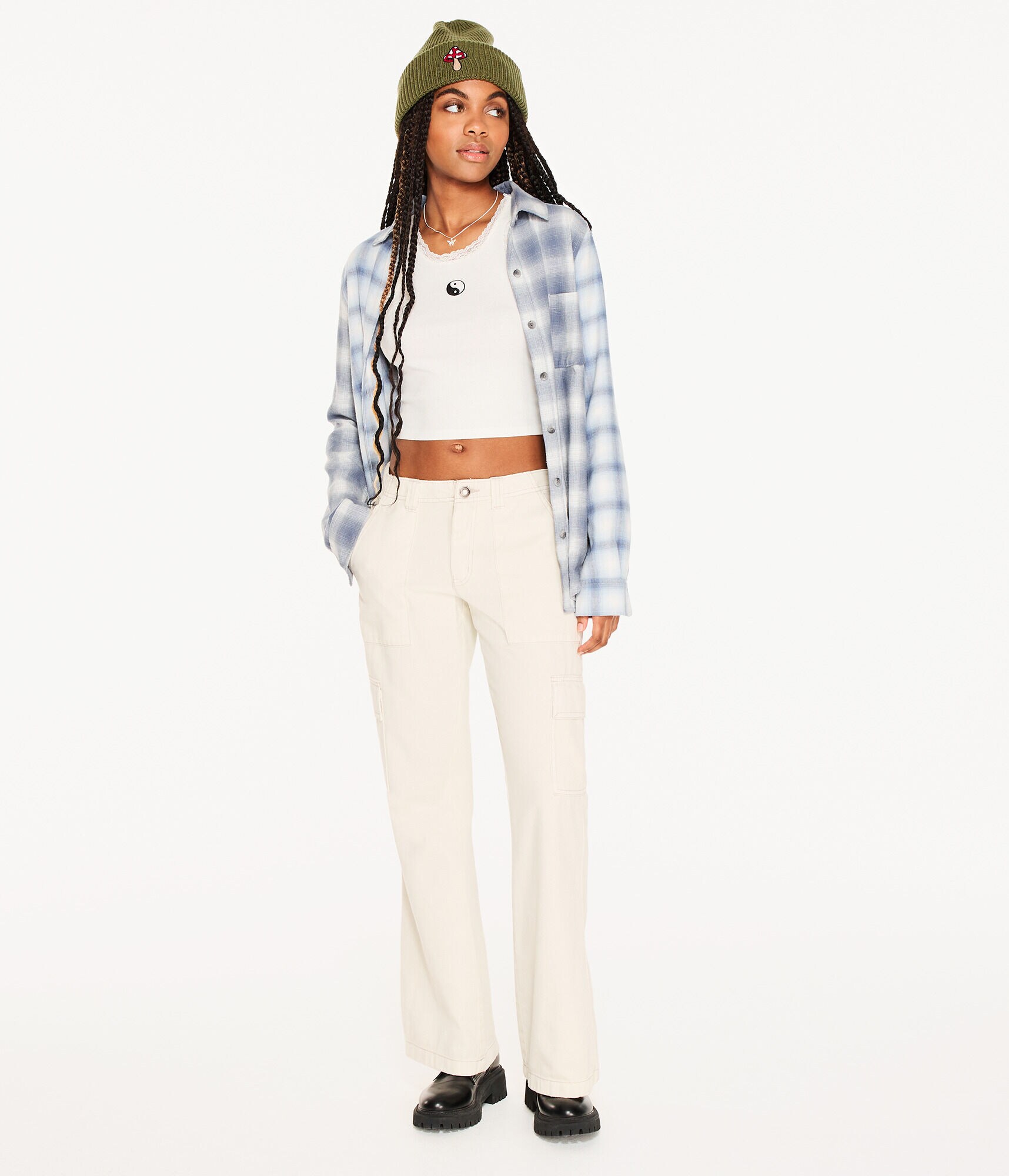 Long Sleeve Oversized Plaid Flannel Shirt