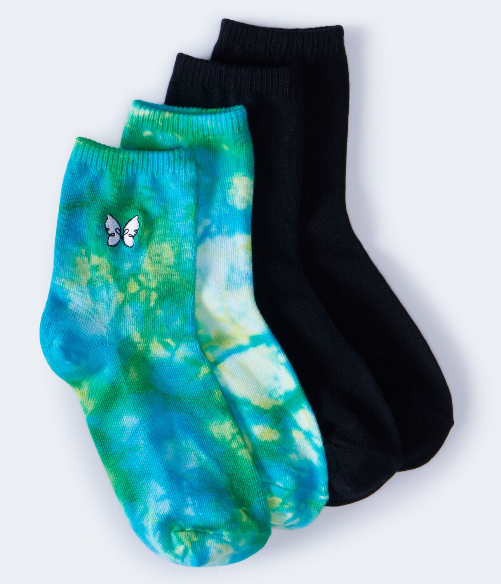 Butterfly Tie-Dye &amp; Solid Crew Sock 2-Pack