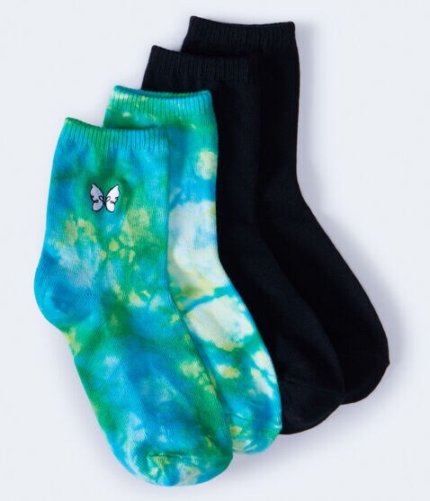 Butterfly Tie-Dye & Solid Crew Sock 2-Pack Butterfly Tie-Dye & Solid Crew Sock 2-Pack