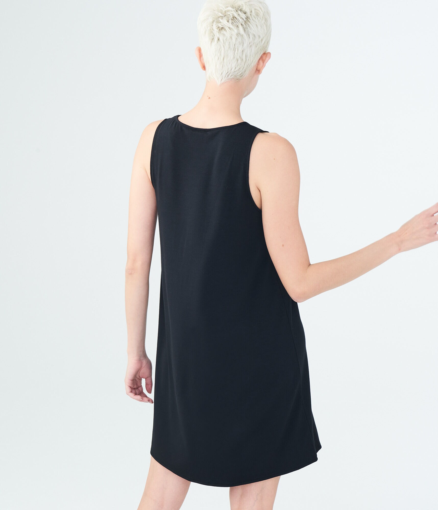 Solid High-Neck Swing Dress