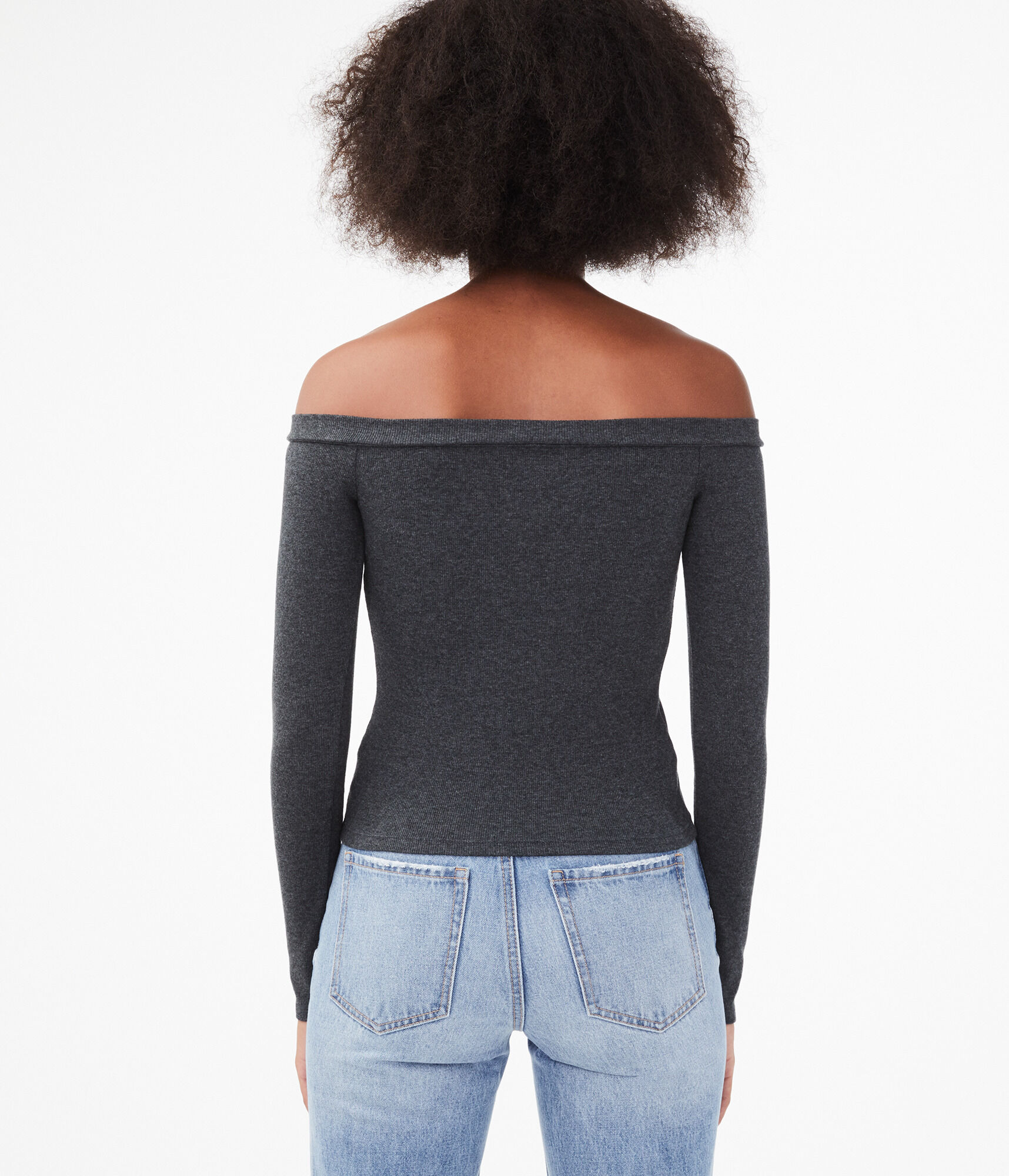 Seriously Soft Button-Front Off-The-Shoulder Top***