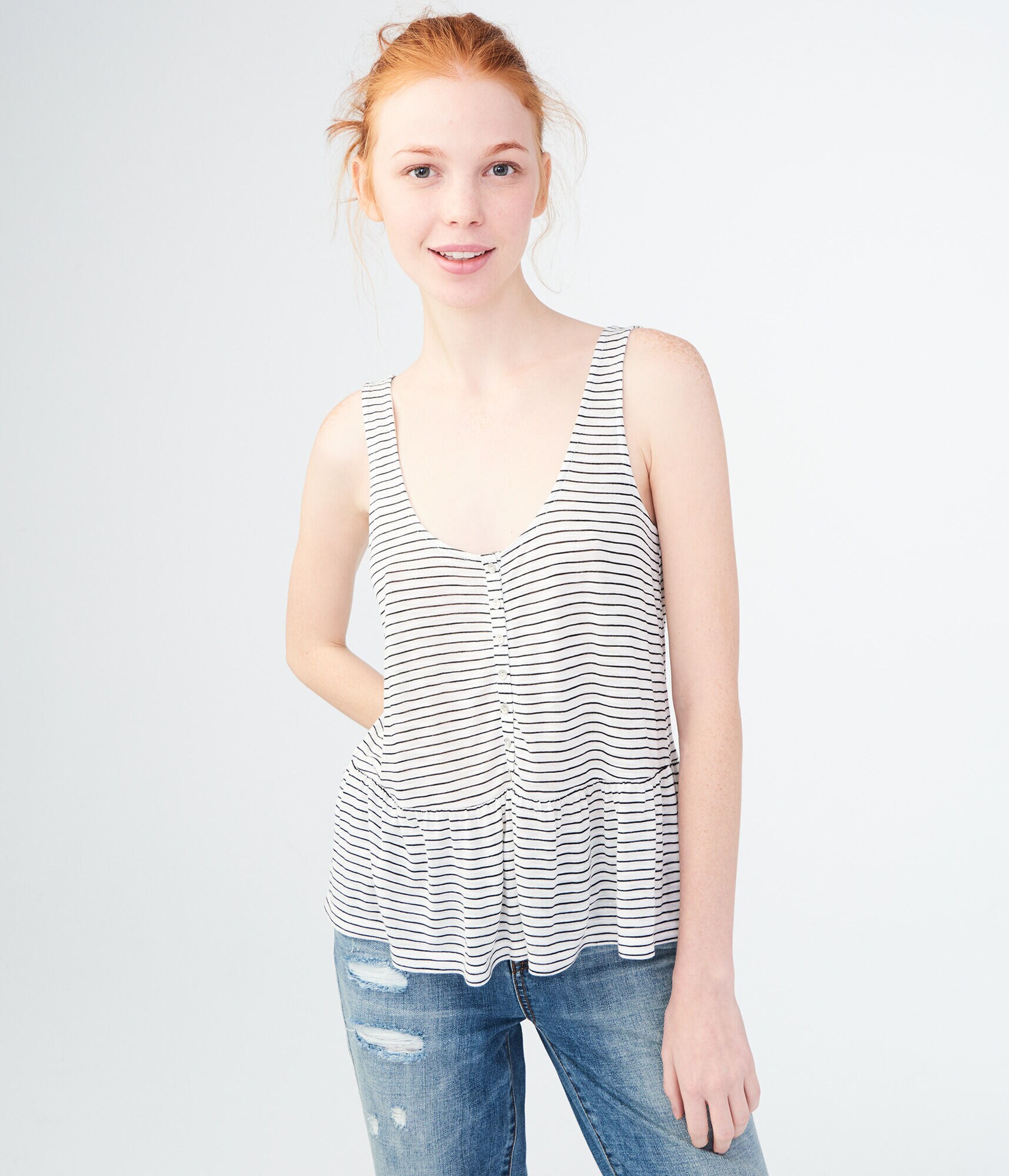 Striped Peplum Tank