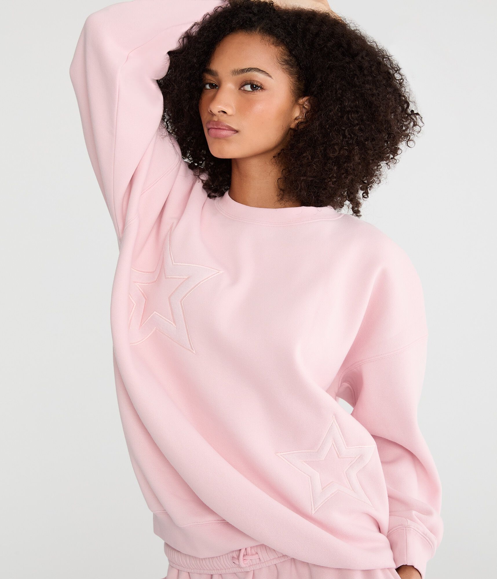 Cloud Soft Stars Oversized Crew Sweatshirt