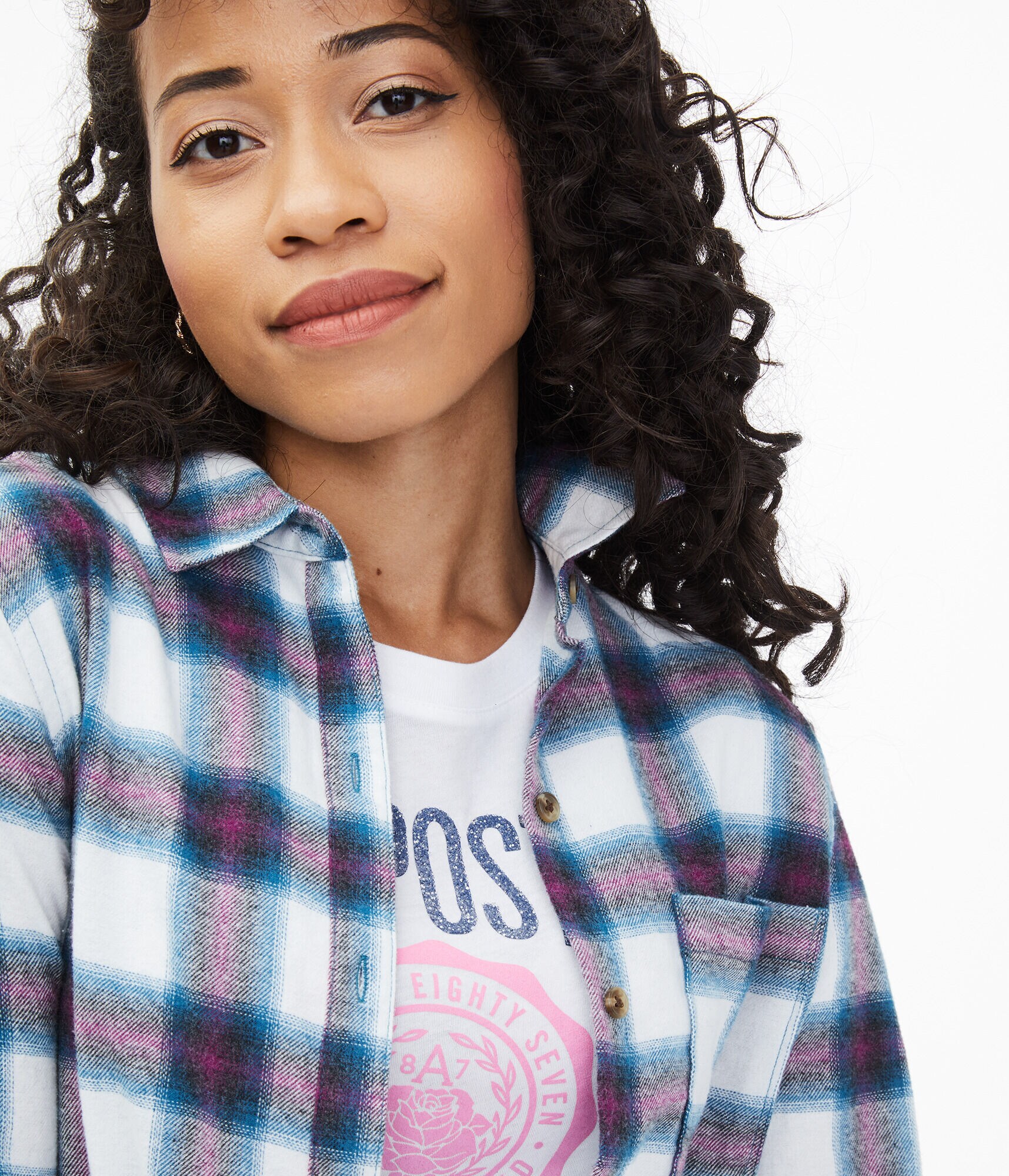 Long Sleeve Plaid Button-Down Shirt