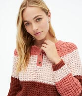 Colorblock Stripe Henley Sweater