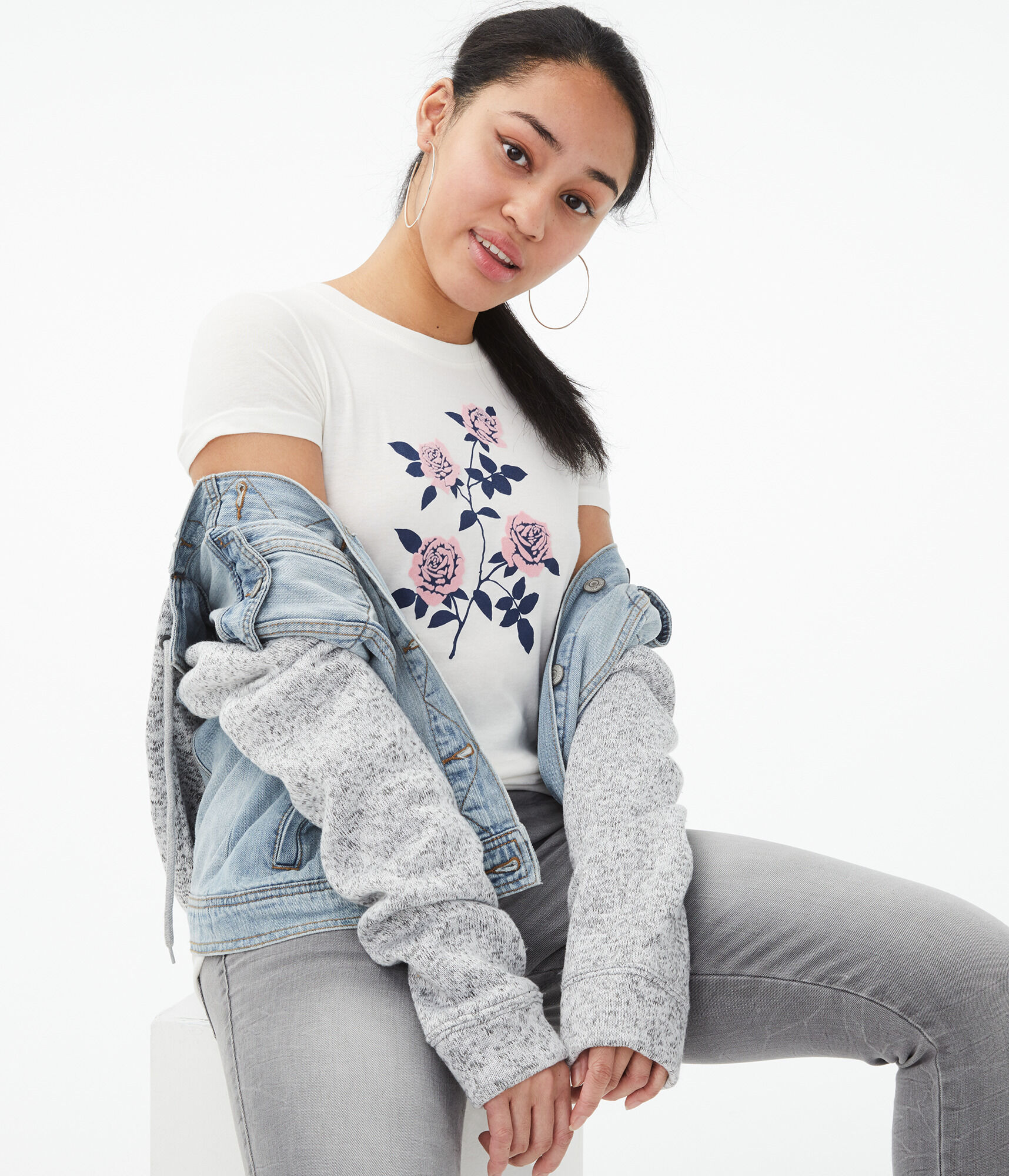 Flocked Roses Graphic Tee