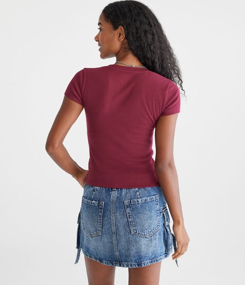 Seriously Soft Austin Football Notch-Neck Graphic Baby Tee Seriously Soft Austin Football Notch-Neck Graphic Baby Tee