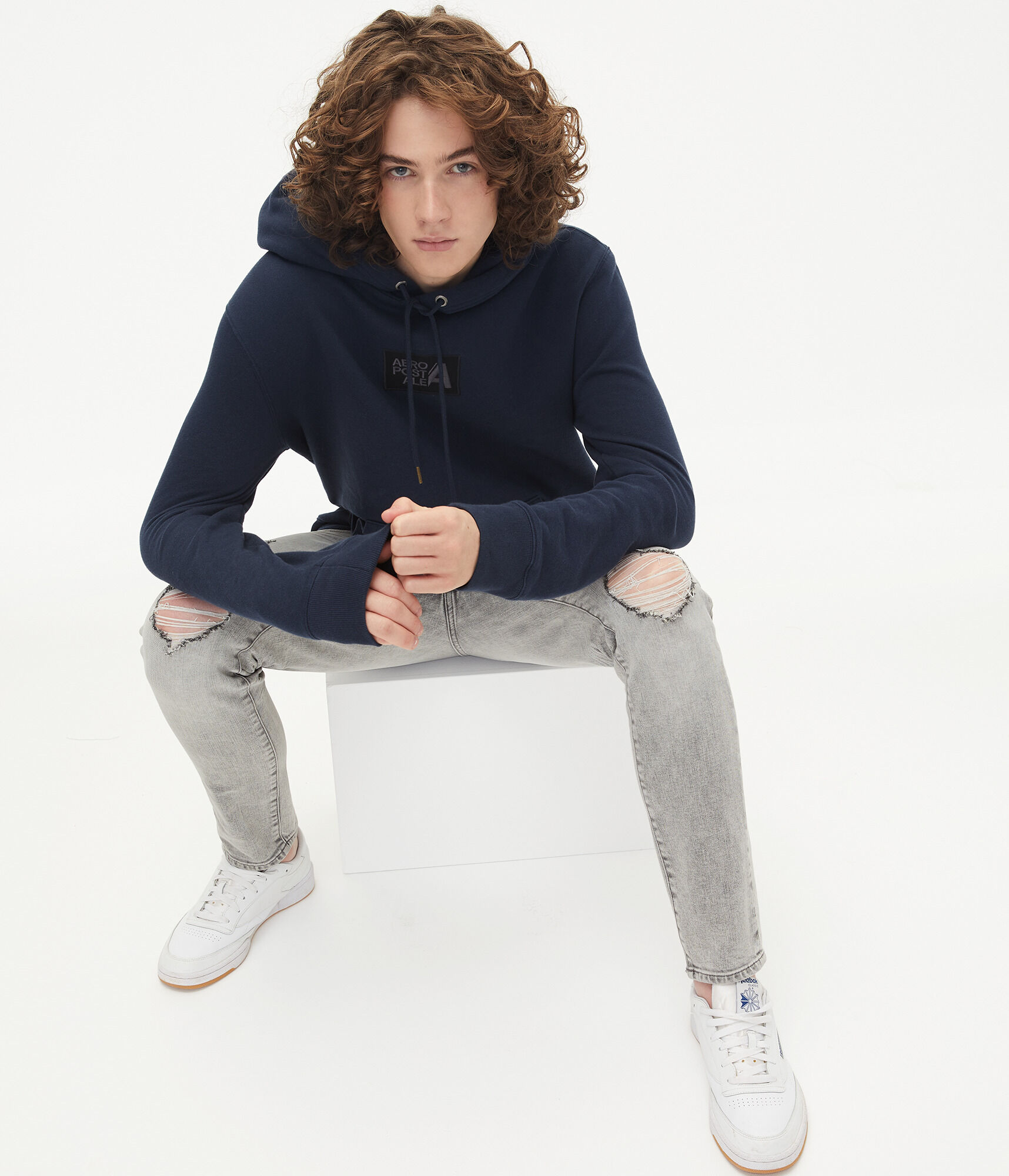 Aeropostale Letter Box Logo Pullover Hoodie