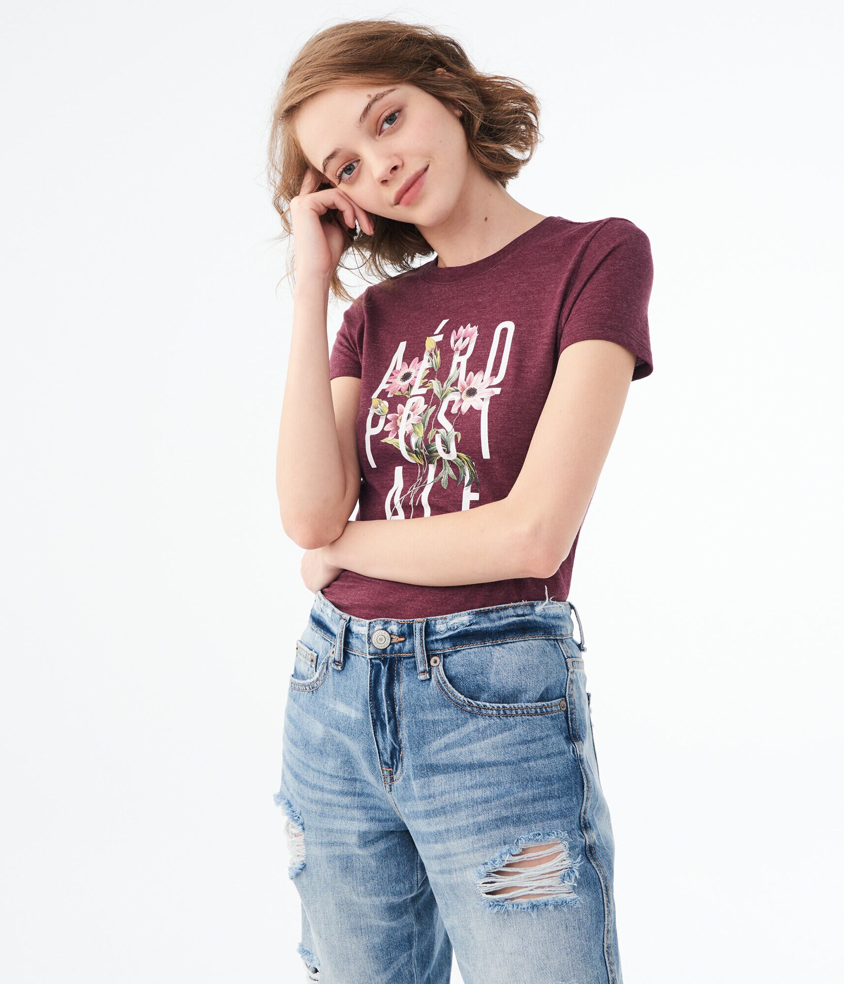 Floral Stacked Aeropostale Graphic Tee