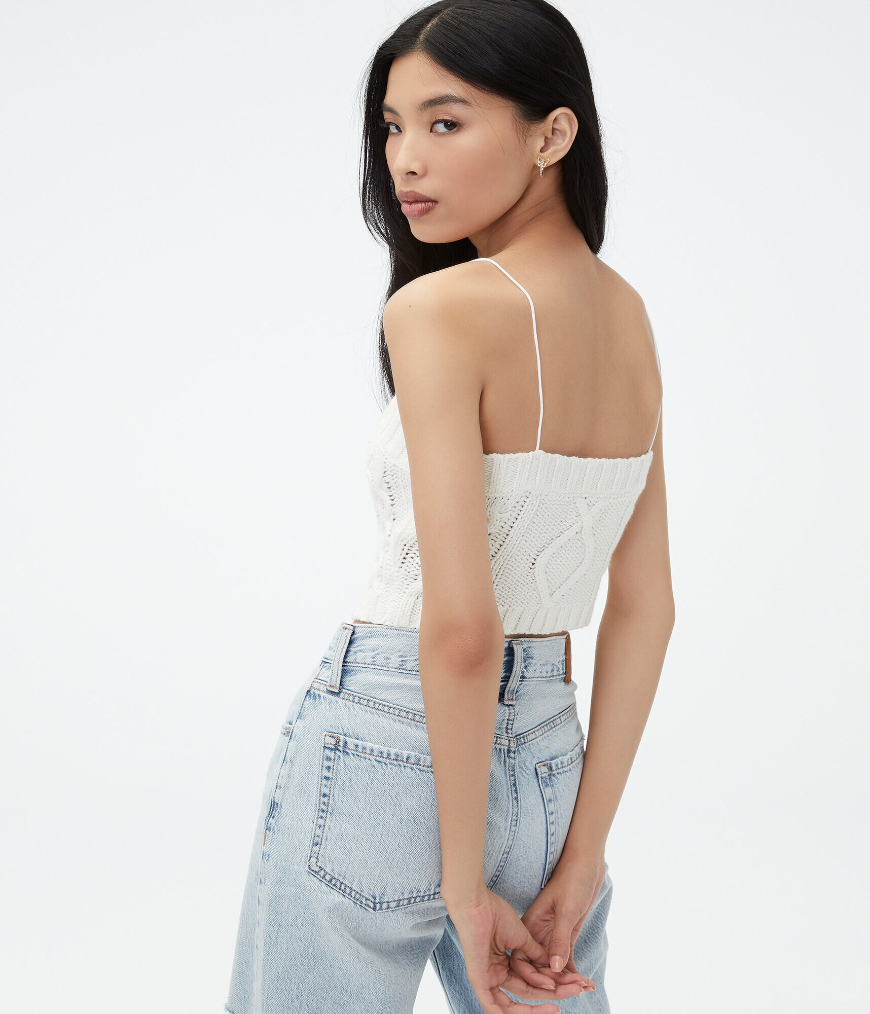 Cable-Knit Cropped Bungee Cami