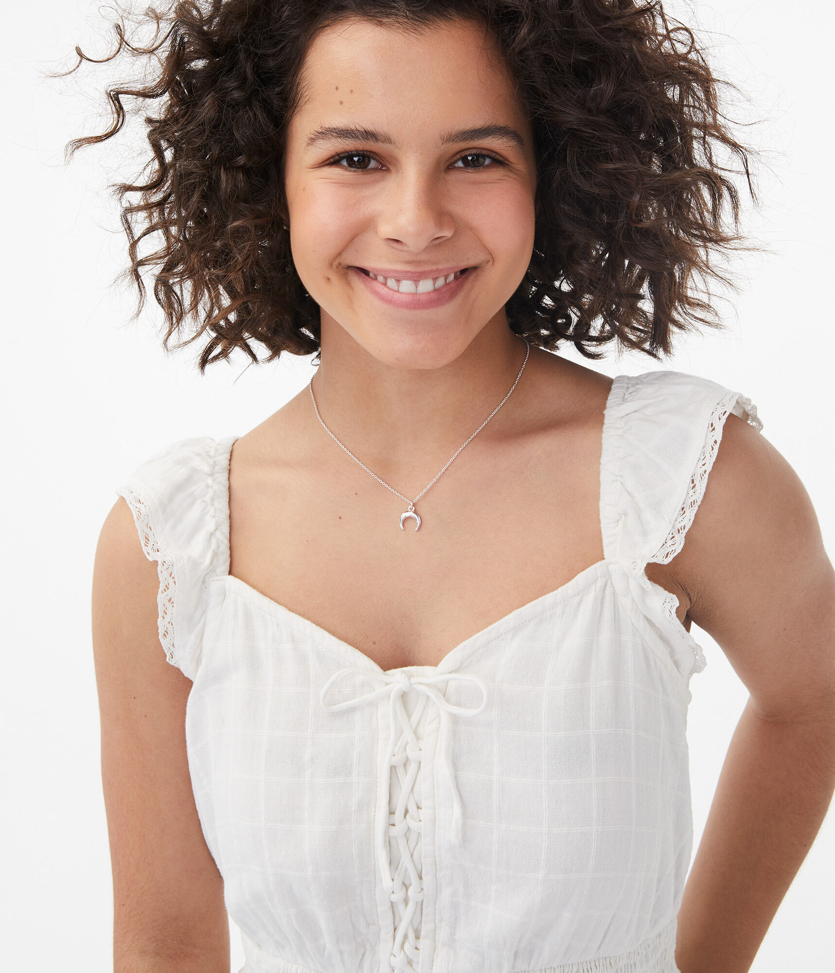 Lace-Up Smocked Peplum Cropped Tank