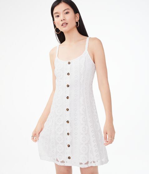 Lace Button-Front Shift Dress Lace Button-Front Shift Dress