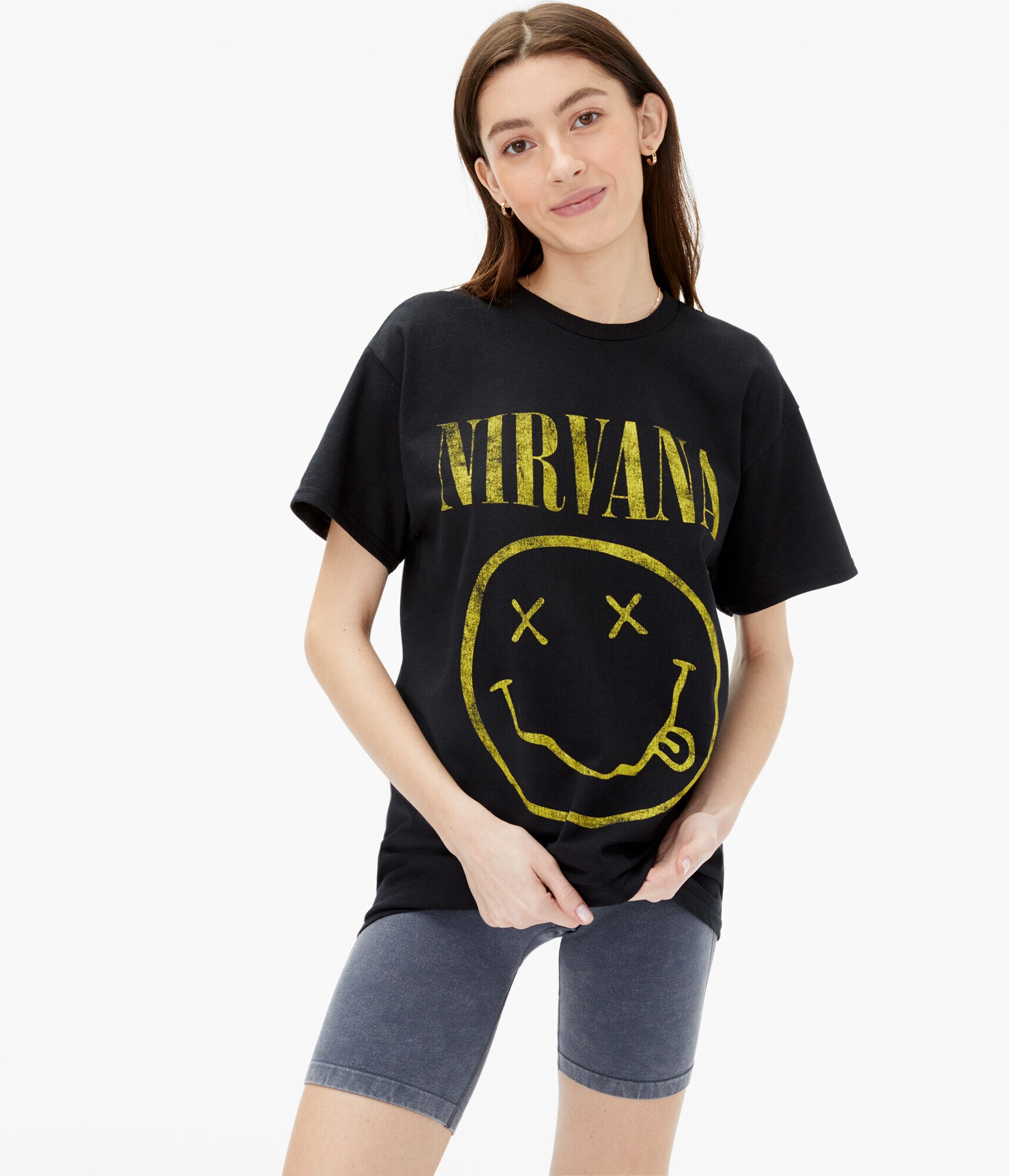 Nirvana Smiley Face Boyfriend Graphic Tee