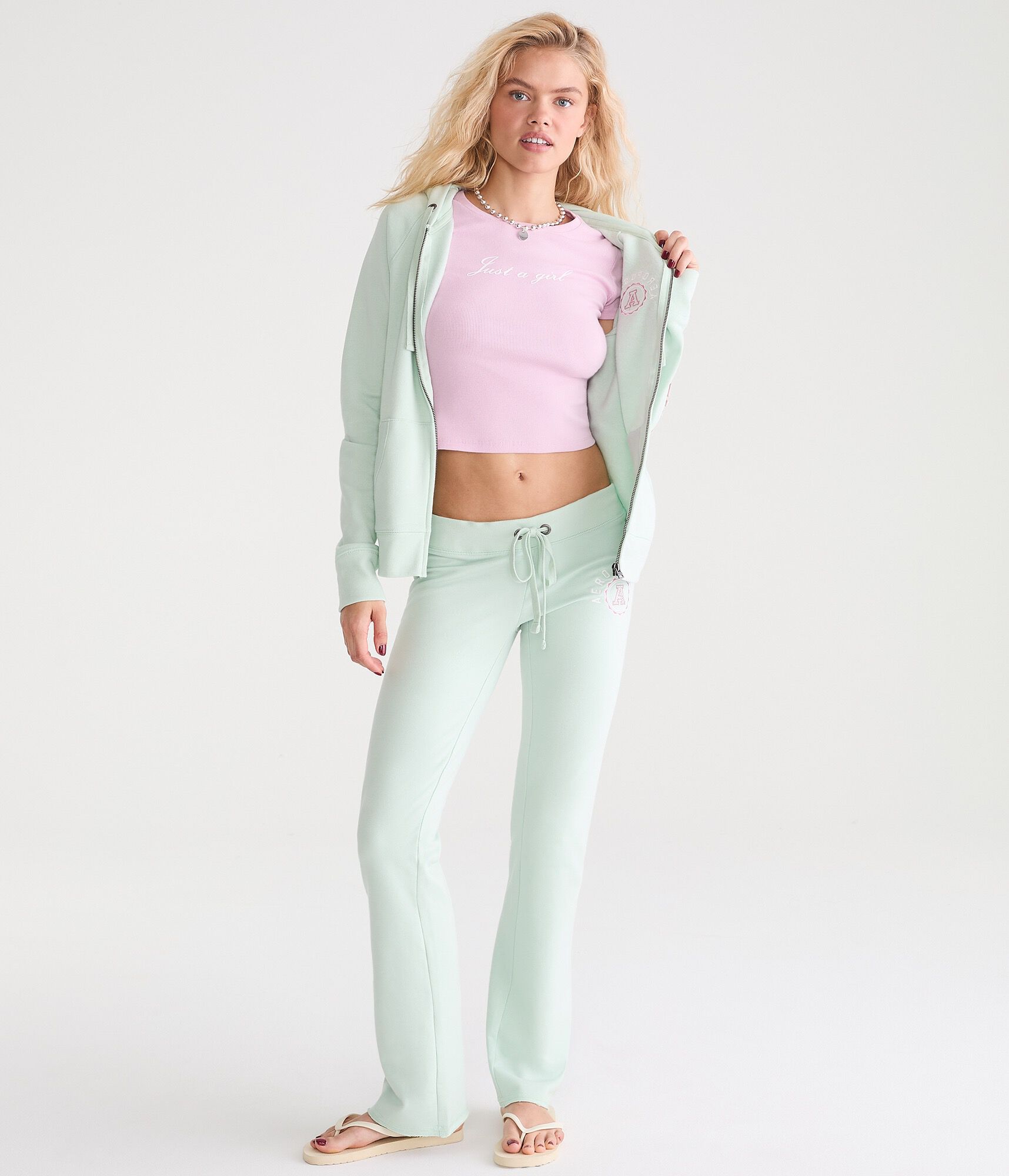 Aero Rhinestone Crest Full-Zip Hoodie