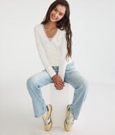 Long Sleeve Crossover Lace V-Neck Tee
